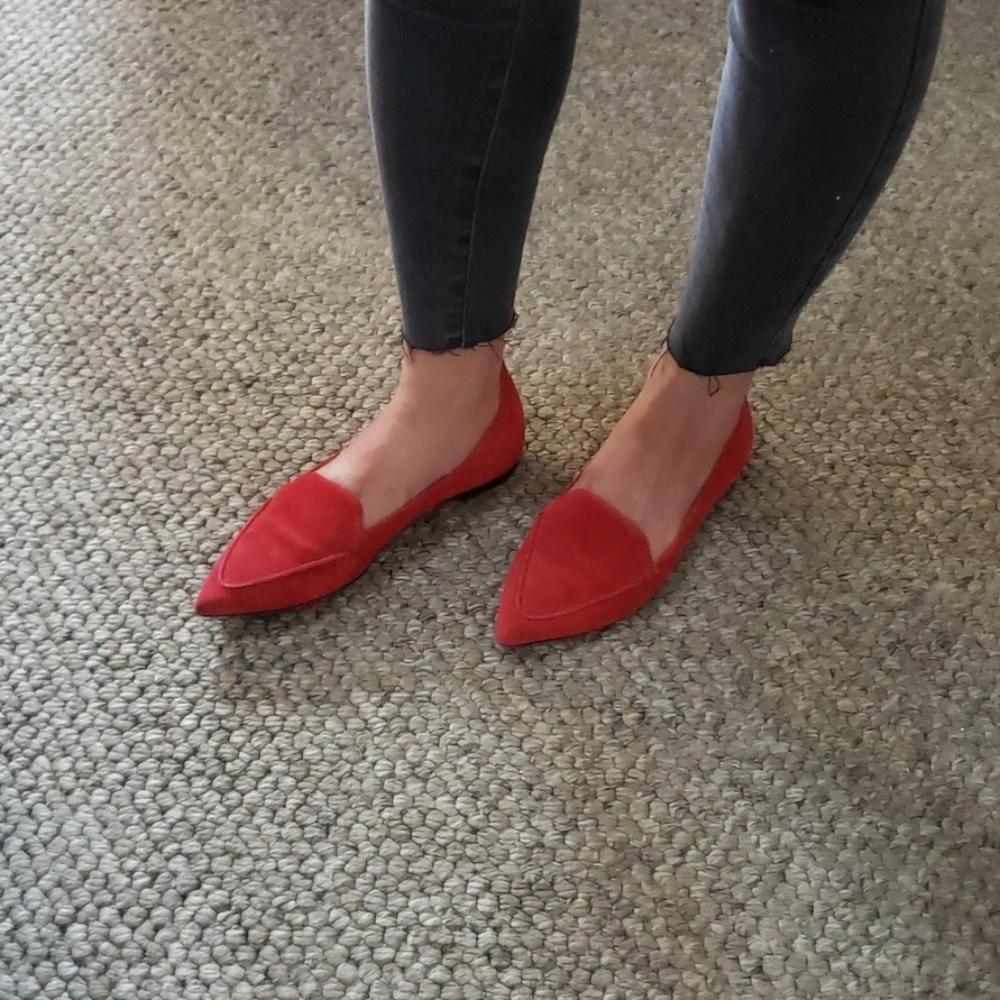 M. Gemi Red Pointed Suede Flats